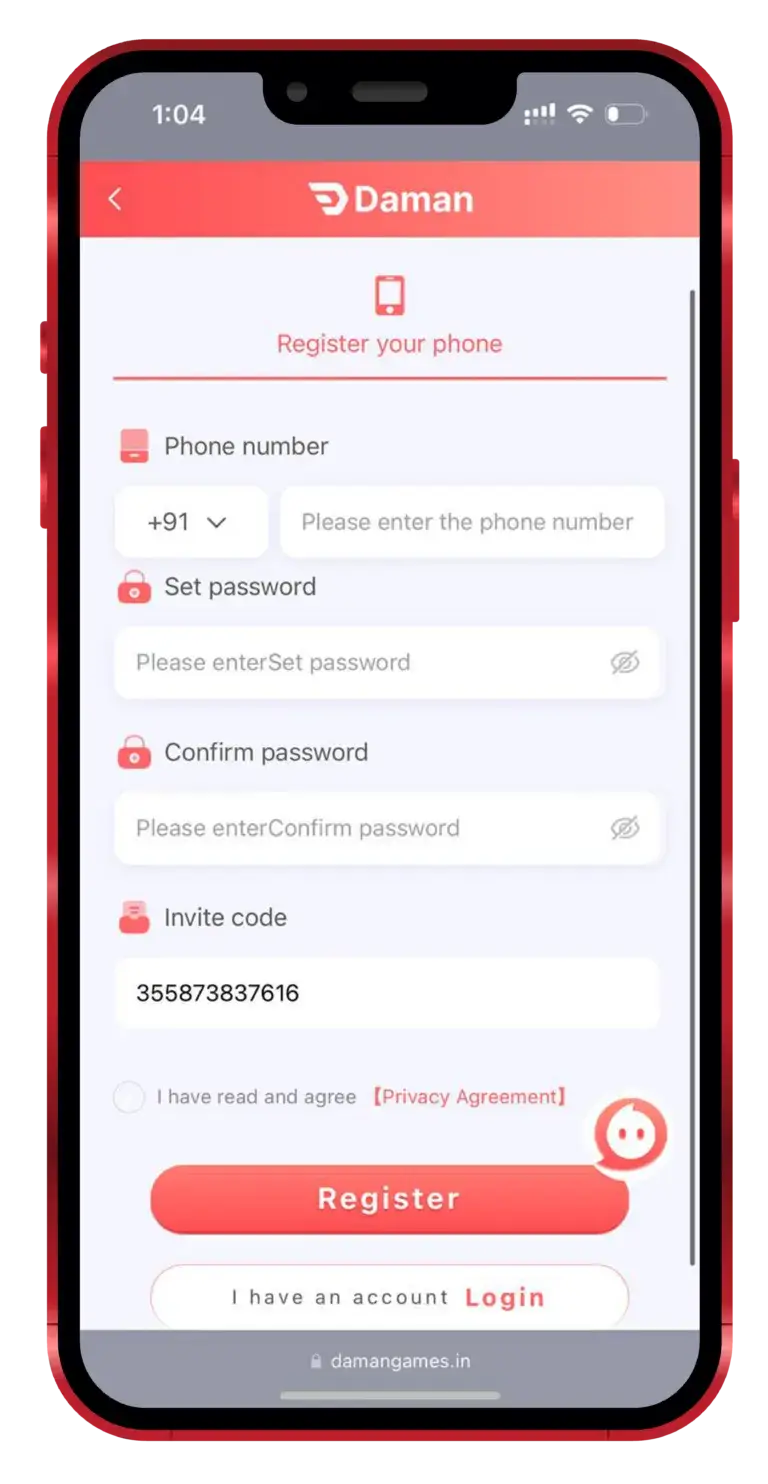 Daman games Quick Guide for Registration